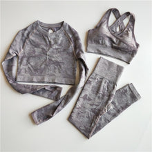 Load image into Gallery viewer, 3PCS Camo Seamless Yoga Set